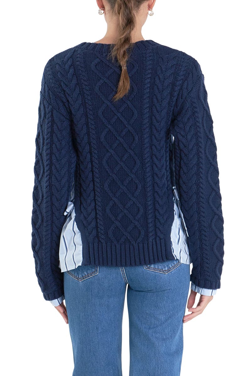 English Factory Mixed Media Sweater, Alternate, color, Navy