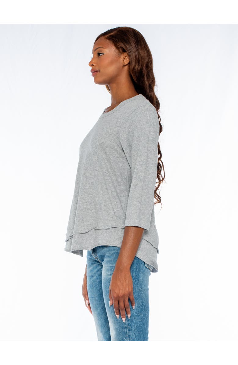 WILT Clothing Shrunken Crew 3/4 Sleeve Mock Layer Tee, Alternate, color, Black