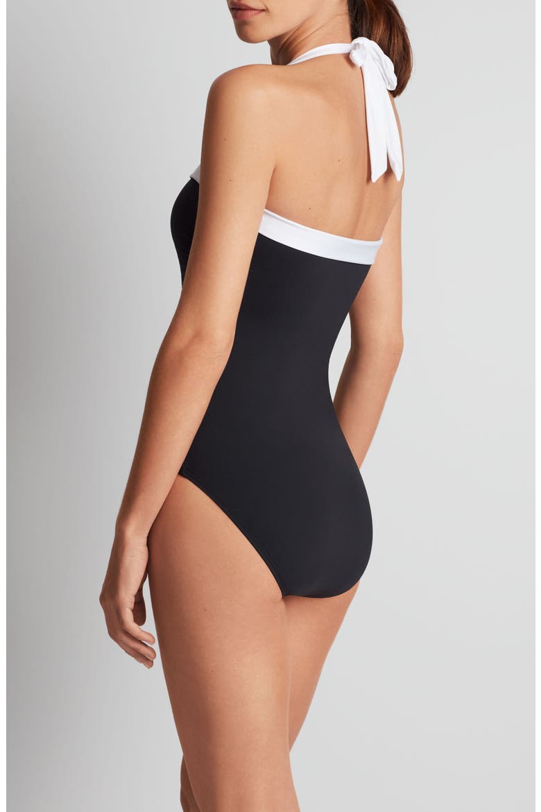 Halter One-Piece Swimsuit, Alternate, color, BLACK