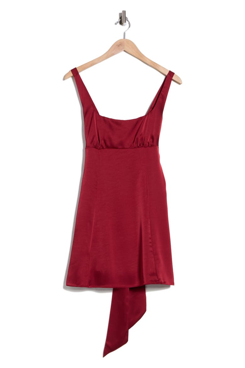 Tie Back Satin Minidress, Alternate, color, RED CINDER