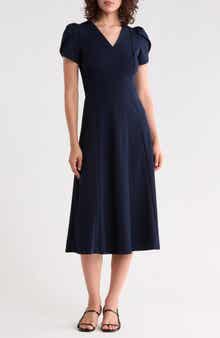 Tulip Sleeve A-Line Midi Dress