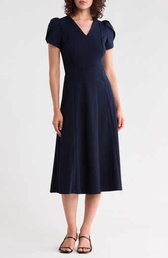 Tulip Sleeve A-Line Midi Dress