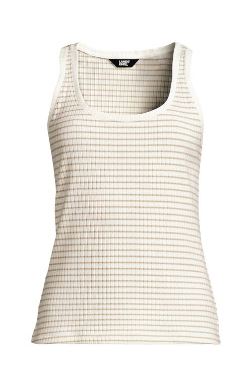Lands' End Plus Size Pointelle Rib Uneck Tank In White