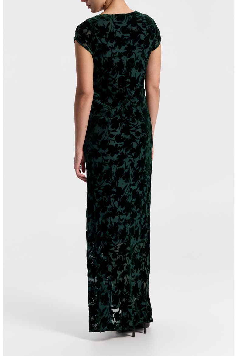 Burnout Velvet Maxi Dress with V-Neck, Alternate, color, Dark Green