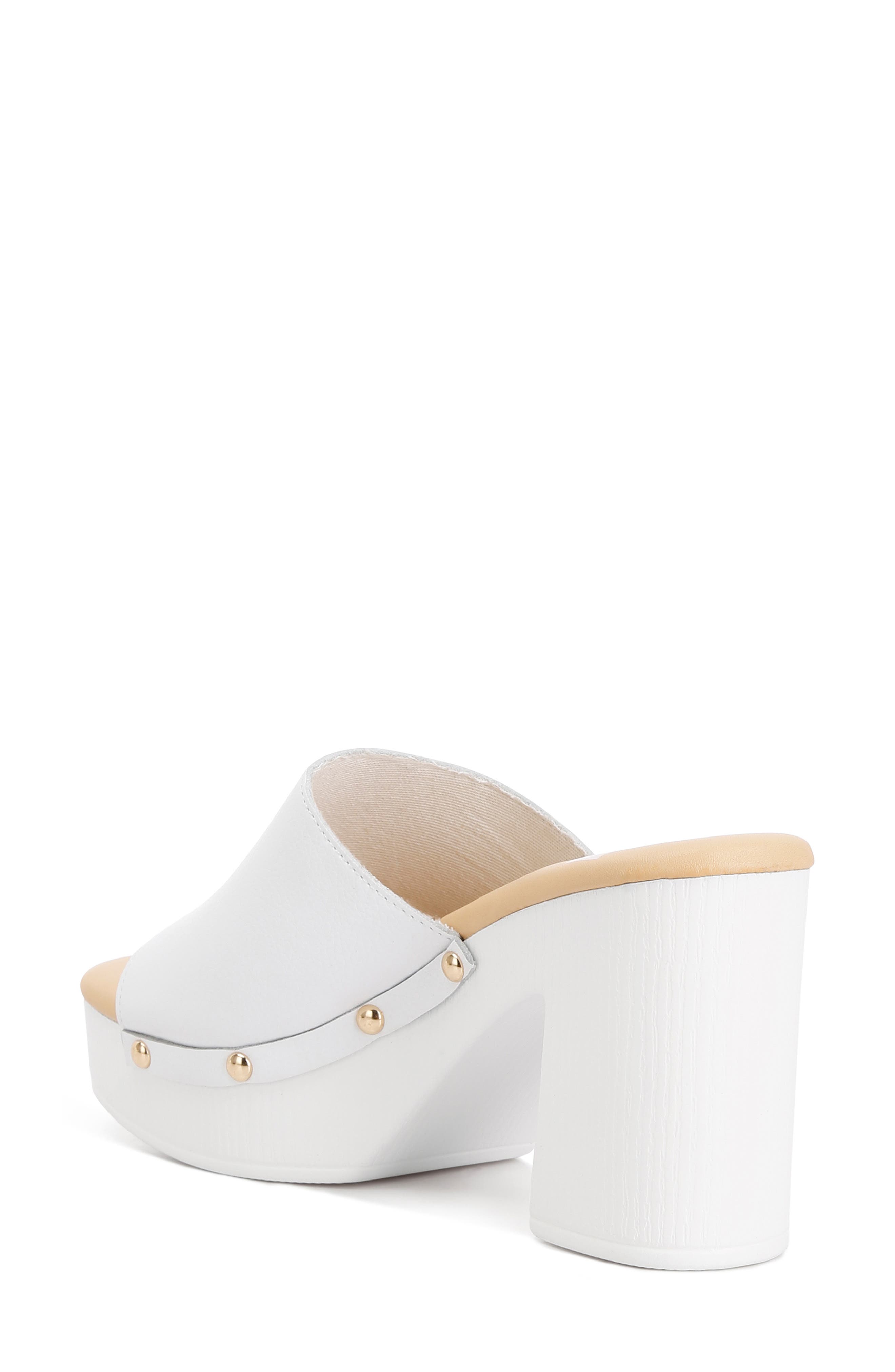 Drew Recycled Leather Platform Sandal, Alternate, color, WHITE