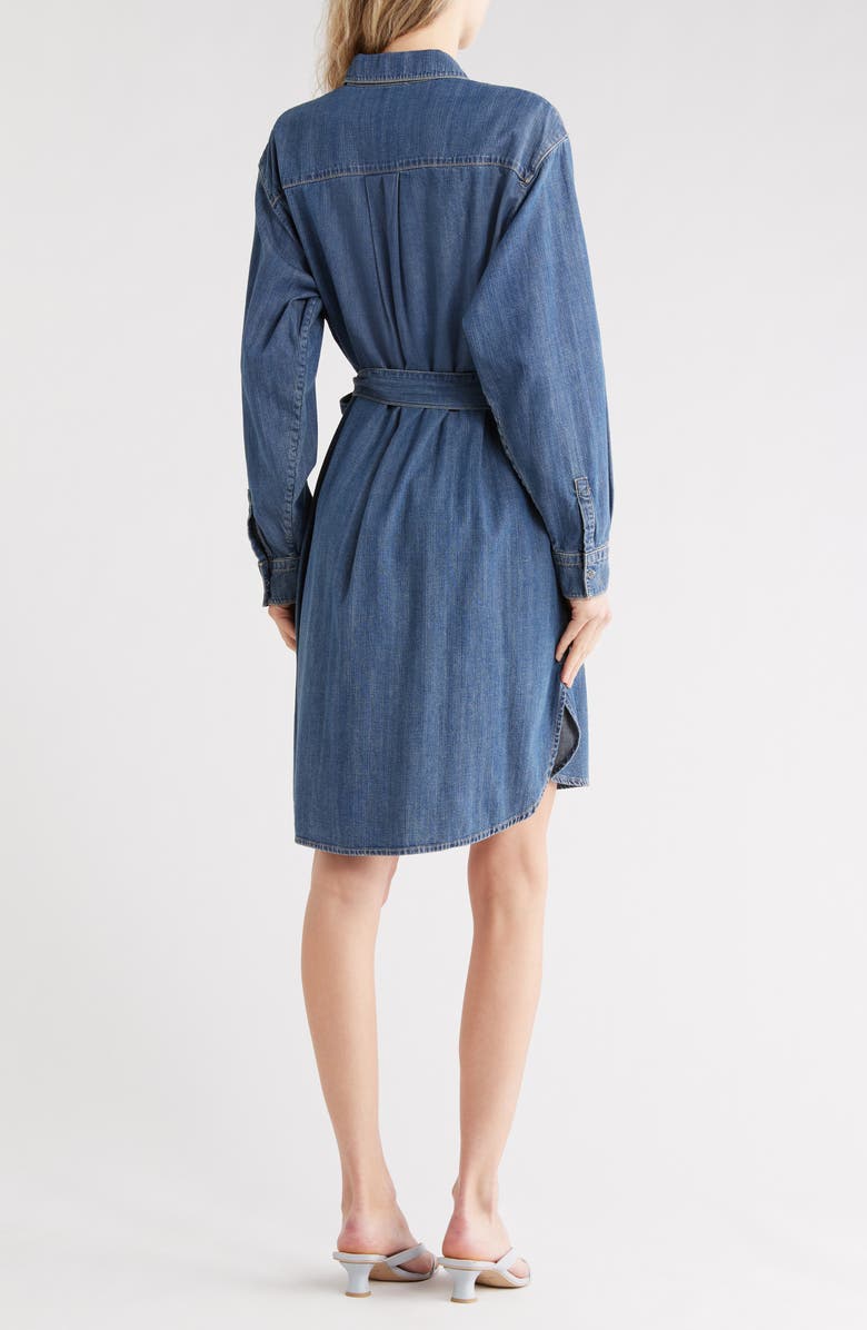 James Perse Long Sleeve Denim Shirtdress, Alternate, color, Medium Wash