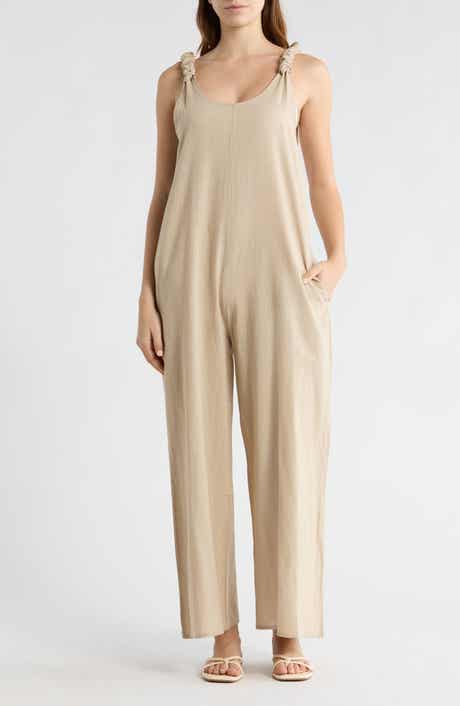 Elan Cotton & Linen Cover-Up Jumpsuit