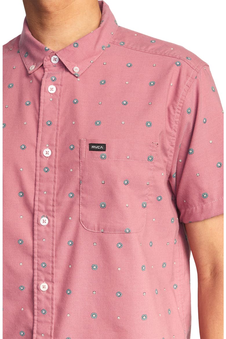 That'll Do Classic Fit Floral Print Short Sleeve Button-Down Shirt, Alternate, color, DUSTY PINK