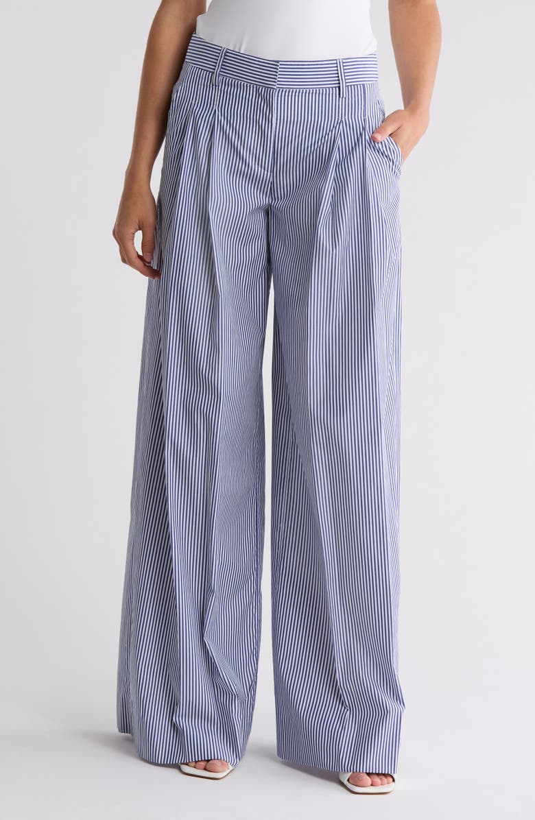 TWP Didi Stripe Wide Leg Pants, Main, color, White/ Indigo