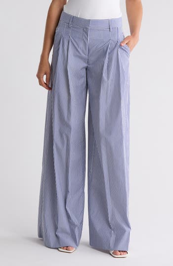 Twp Didi Stripe Wide Leg Pants In Blue