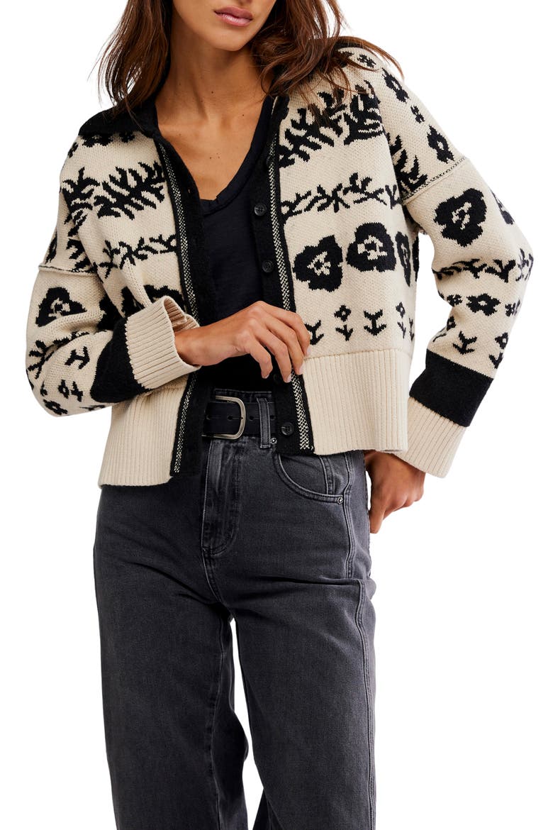 Shelby Floral Jacquard Cardigan, Main, color, NEUTRAL COMBO