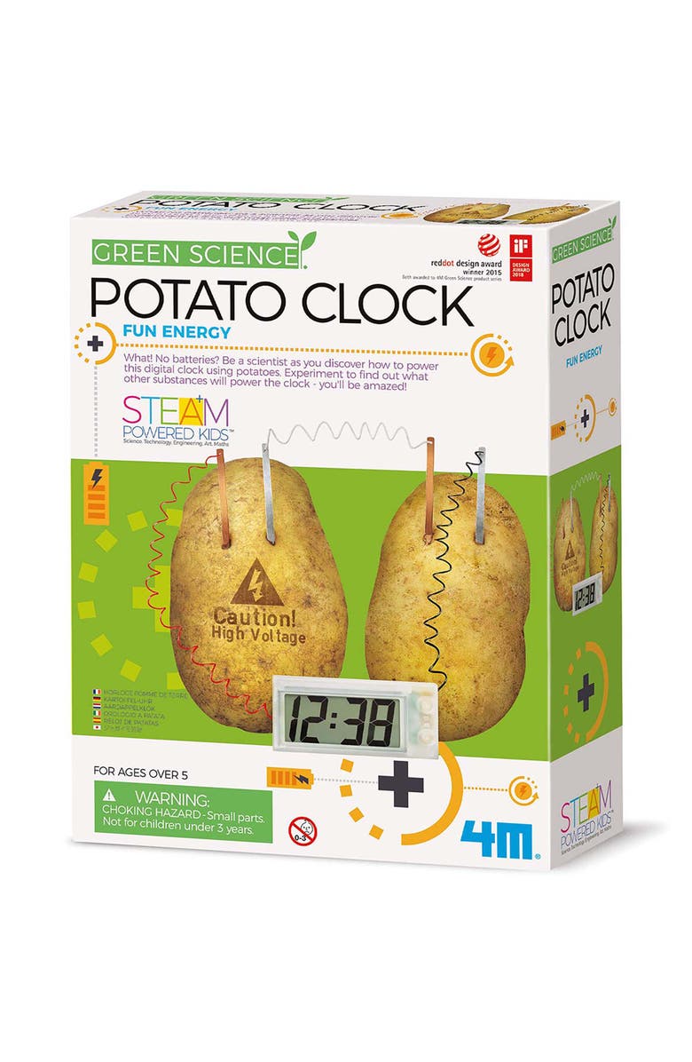 4M Green Science Potato Clock Diy Renewable Energy Kit, Power Digital Clock, Main, color, Multicolored