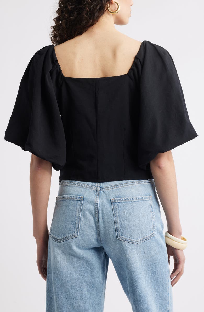 Nordstrom Puff Sleeve Square Neck Top, Alternate, color, Black