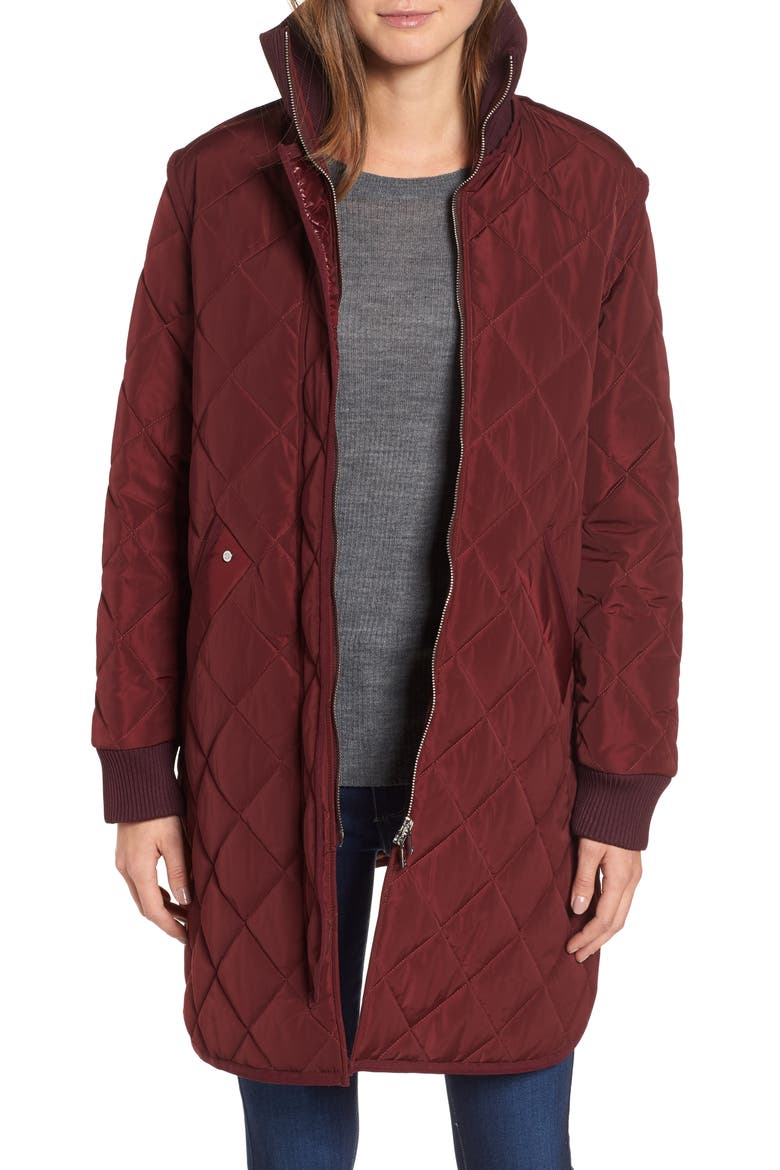 Quilted A-Line Jacket, Main, color, OXBLOOD