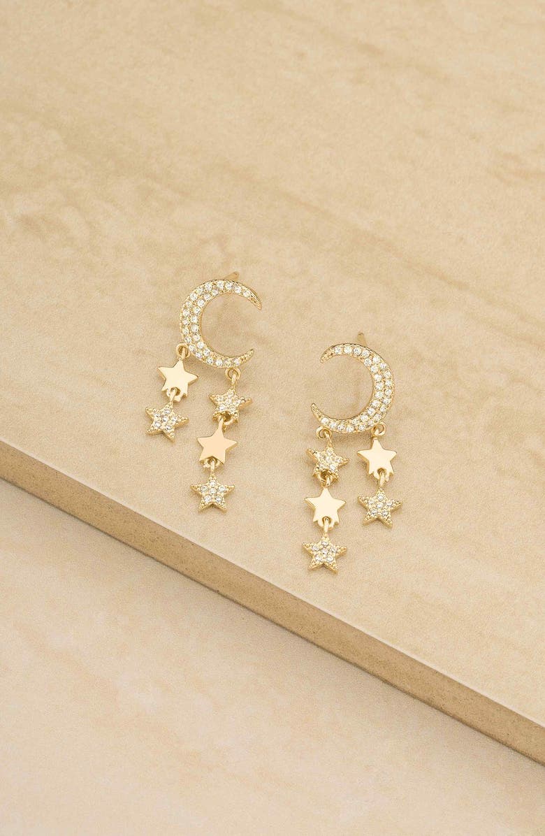 Ettika Star & Moon Crystal Drop Earrings, Alternate, color,