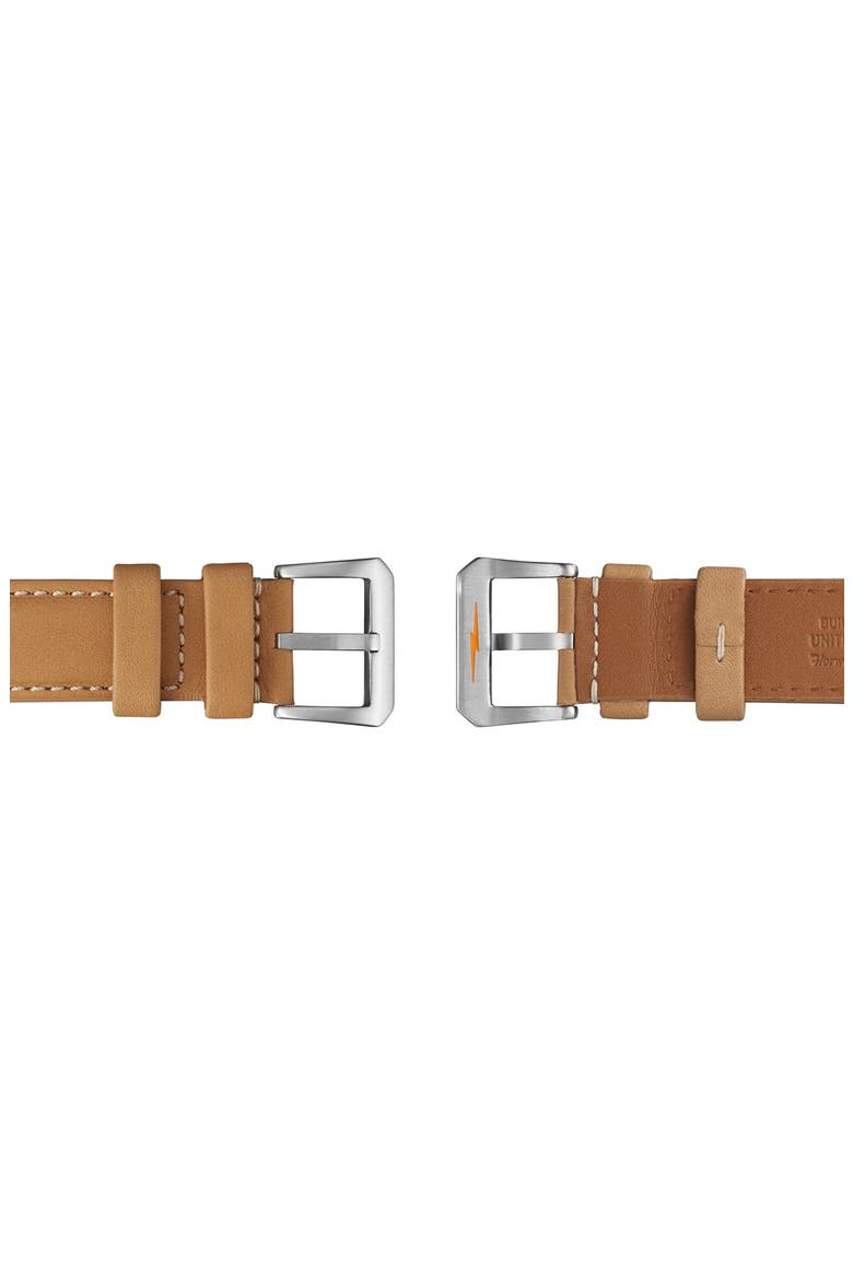 'Rambler' Dual Time Leather Strap Watch, 44mm, Alternate, color, ROYAL BLUE/ NATURAL