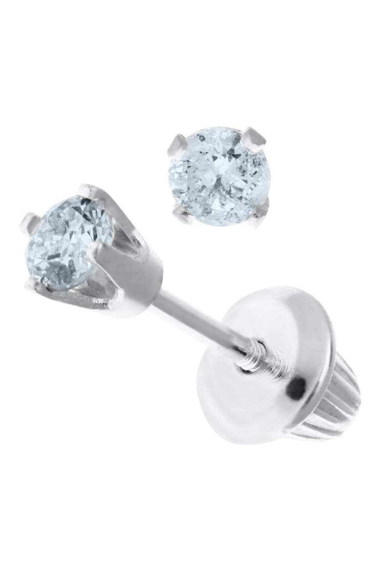 14k Gold & Diamond Stud Earrings, Alternate, color, SILVER