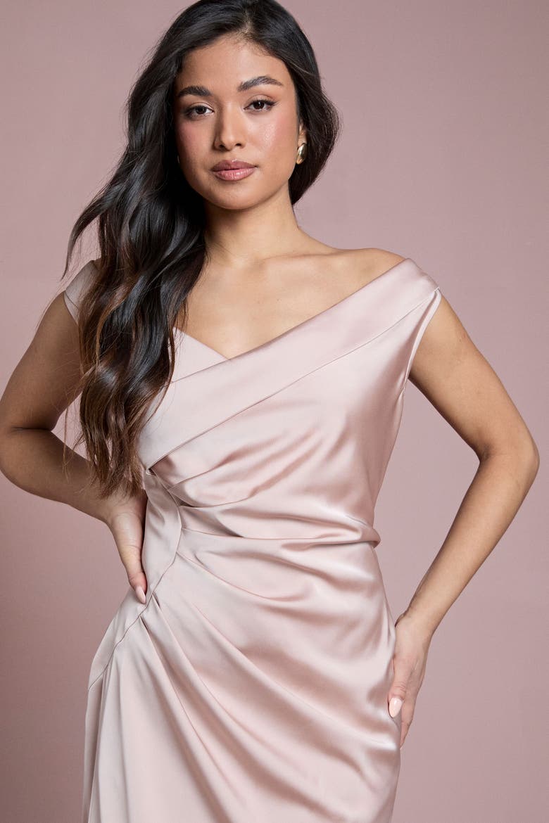 Petite Bardot Maxi Dress, Alternate, color, Mocha