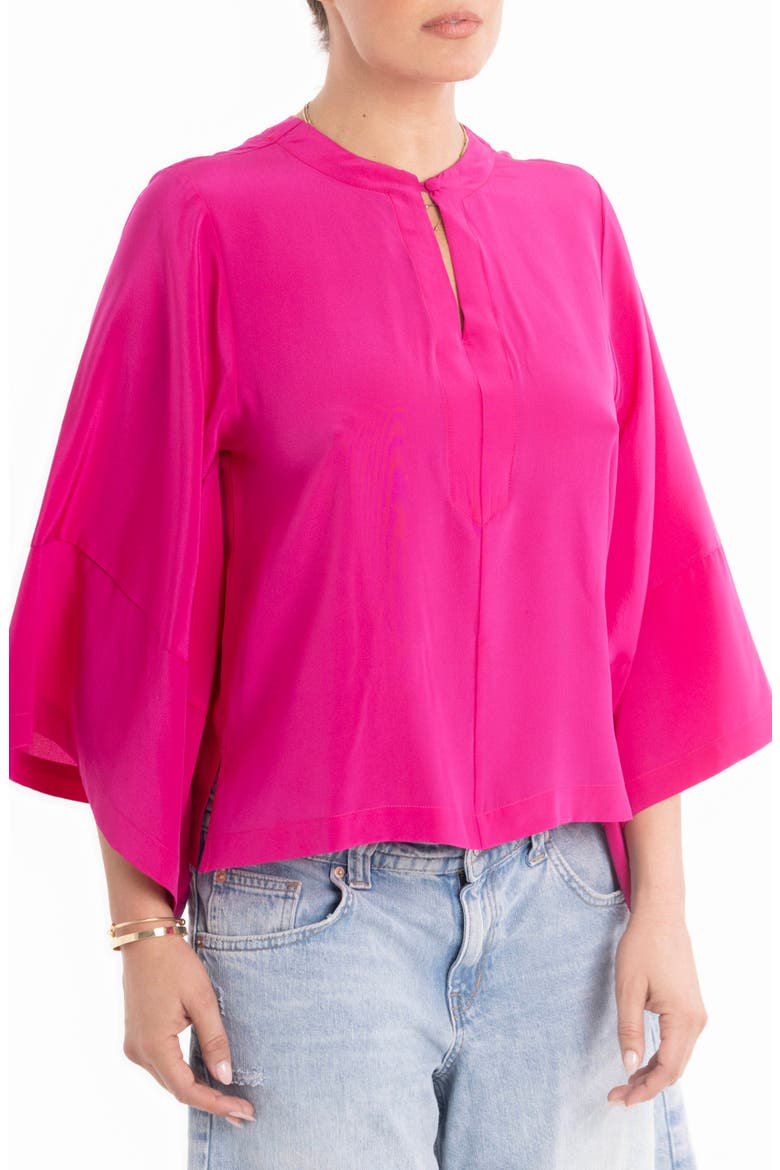 Wide Sleeve Silk Top, Alternate, color, Fuchsia