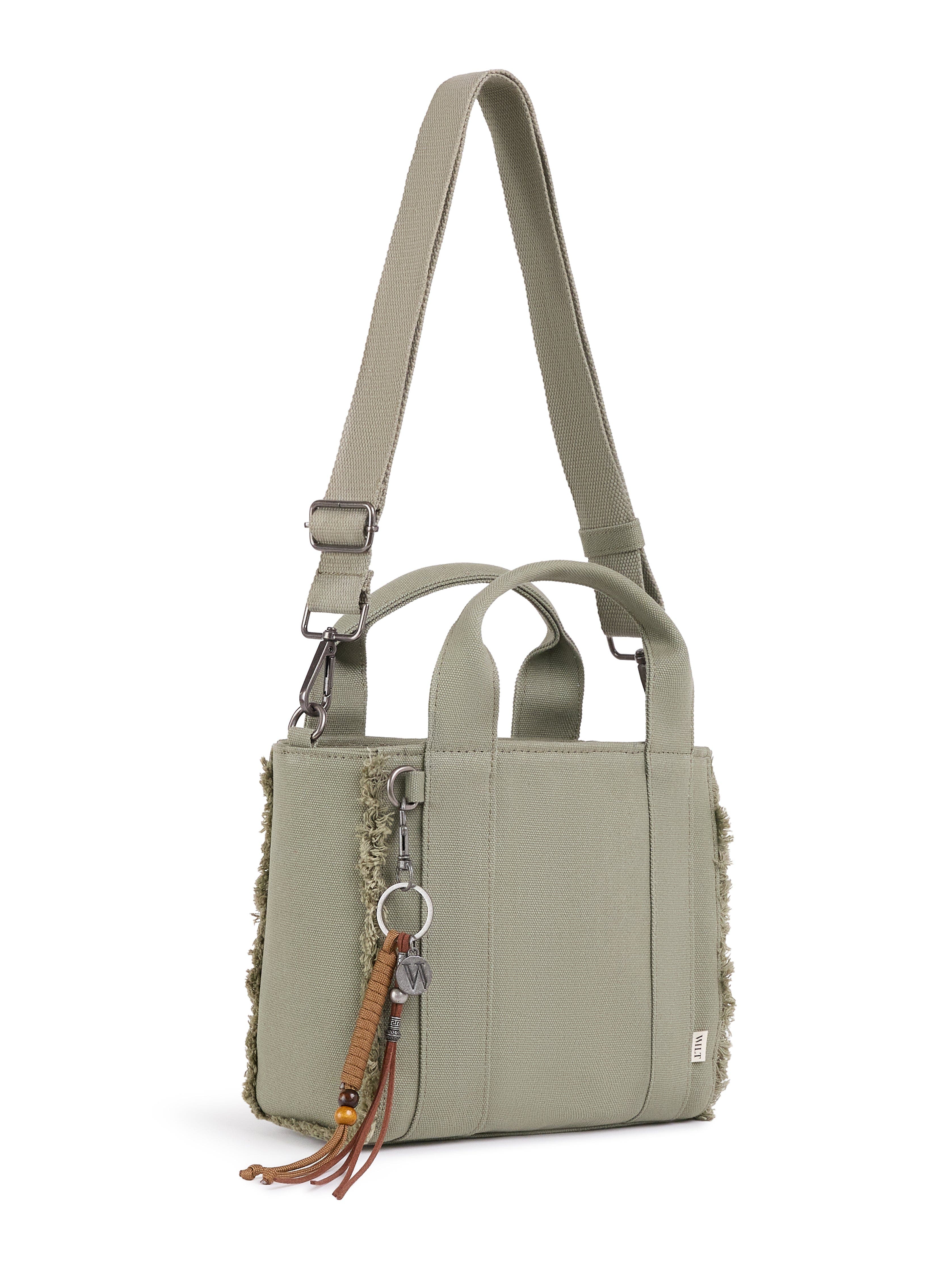 WILT Clothing Selma Frayed Mini Tote, Alternate, color, Army Sage
