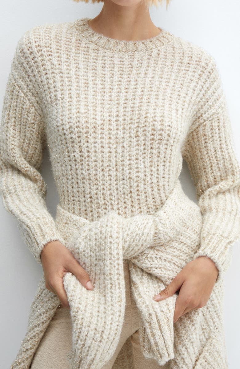 MANGO Metallic Rib Sweater, Alternate, color, 
