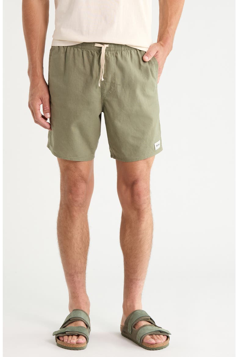 Classic Linen & Cotton Jam Drawstring Shorts, Main, color, OLIVE