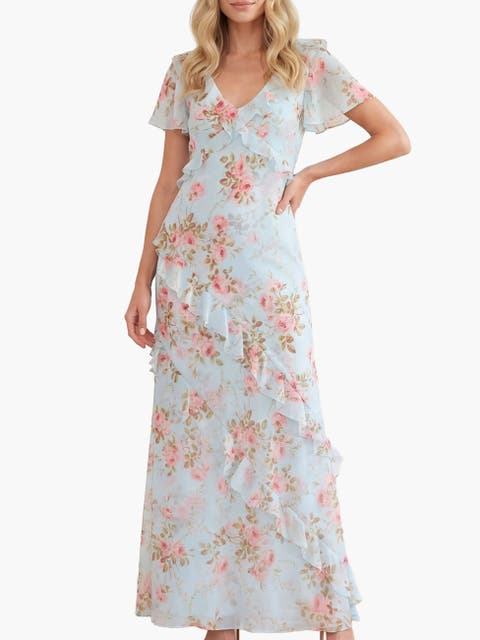 Summer's Rose Georgette V-neck Gown