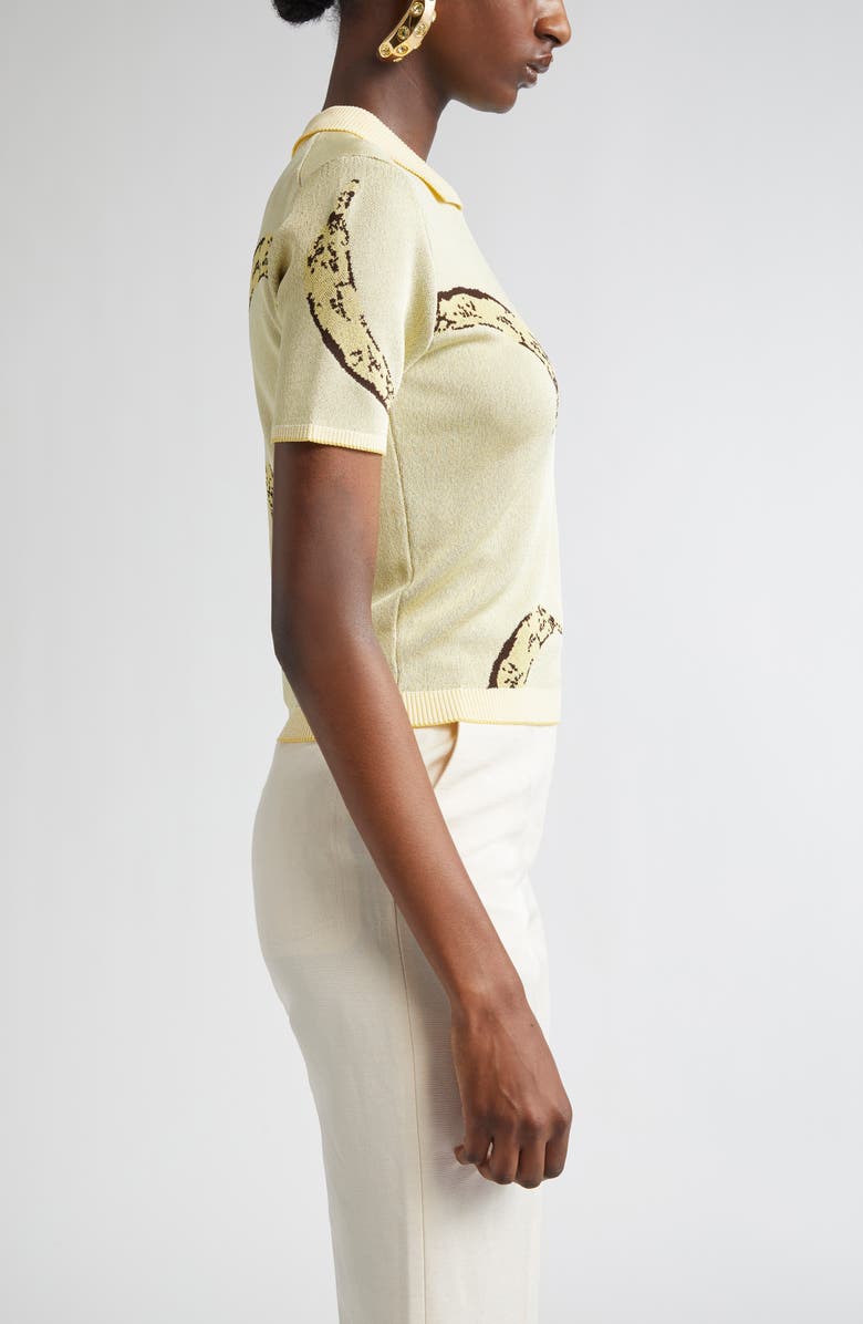 Jacquemus Le Polo Marino Jacquard Polo, Alternate, color, Banana Jacquard Yellow