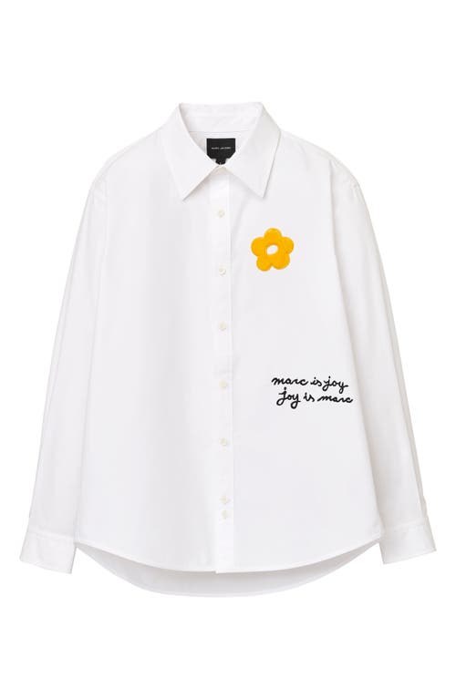 Marc Jacobs Marc Is Joy Flocked Daisy Cotton Poplin Button-up Shirt In White