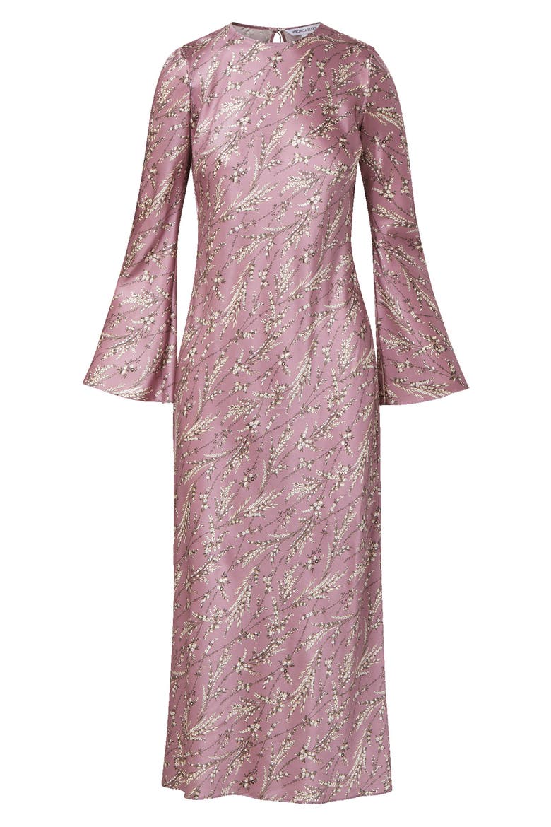 Gemma Floral Long Sleeve Silk Blend Dress, Alternate, color, ORCHID HAZE MULTI