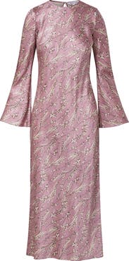 Veronica Beard Gemma Floral Long Sleeve Silk Blend Dress