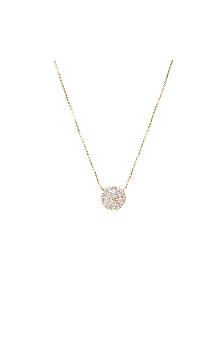 BY ADINA EDEN Lab Grown Diamond Pave X Baguette Round Pendant Necklace 14K, Main, color, 14K Gold