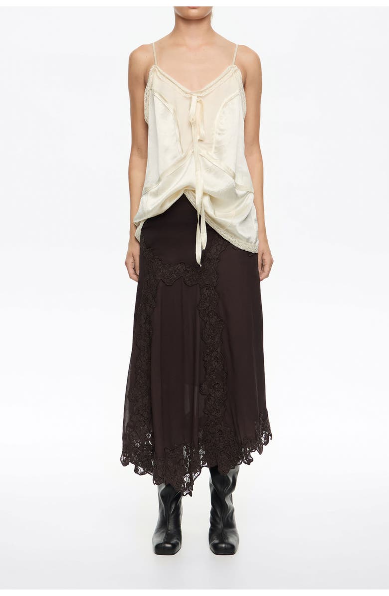 Bimba y Lola Lace Skirt, Main, color, Dark Brown