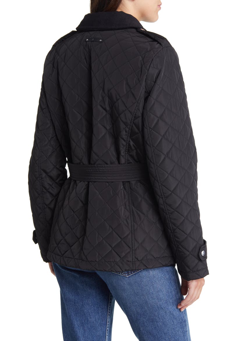 Belted Recycled Polyester Jacket, Alternate, color, BLACK