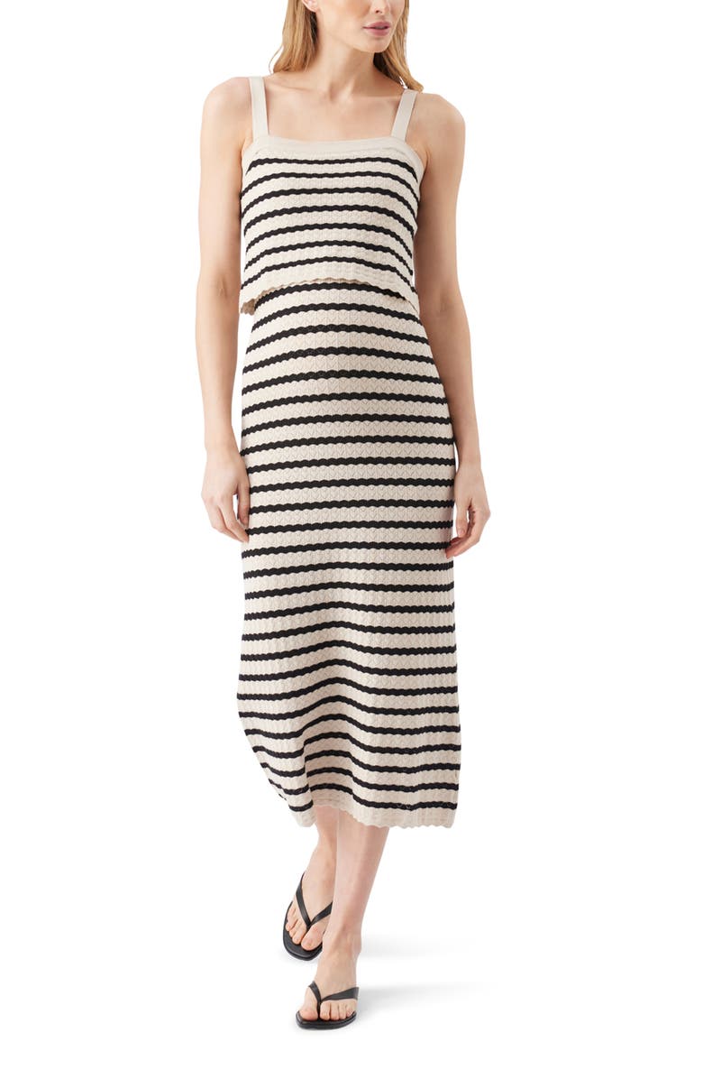 Ripe Maternity Pointelle Stripe Knit Maternity and Nursing Midi Dress, Main, color, Natural / Black