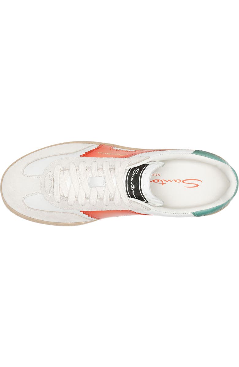 Santoni Women's leather and suede DBS Oly sneaker, Alternate, color, White/ Orange