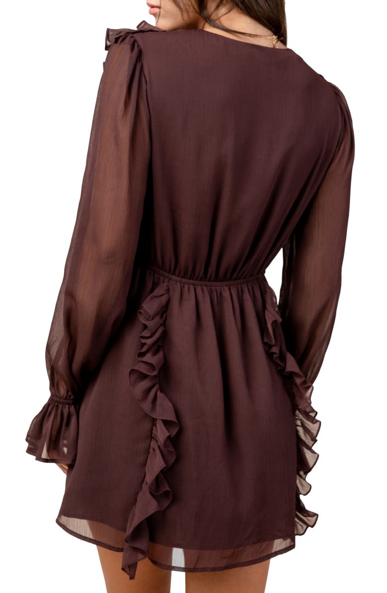 Beivy Long Sleeve Ruffle Front Minidress, Alternate, color,