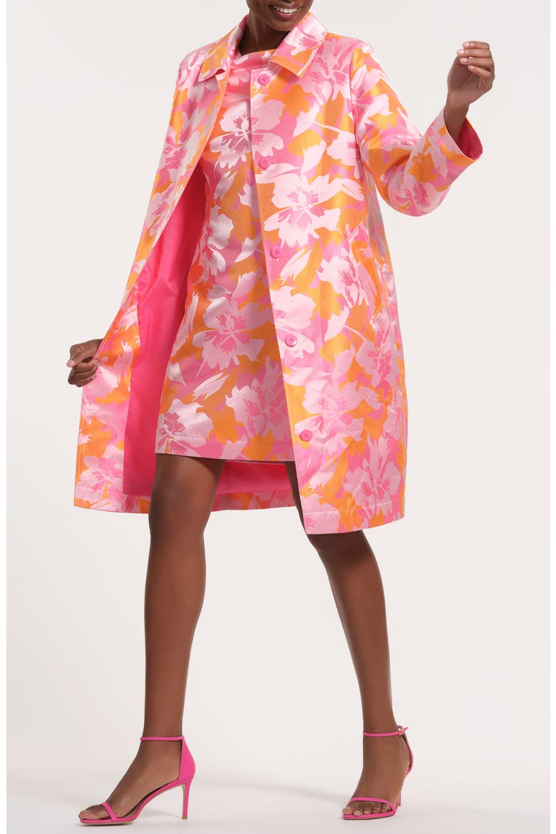 Floral Satin Brocade Jacket, Alternate, color, PINK/ ORANGE