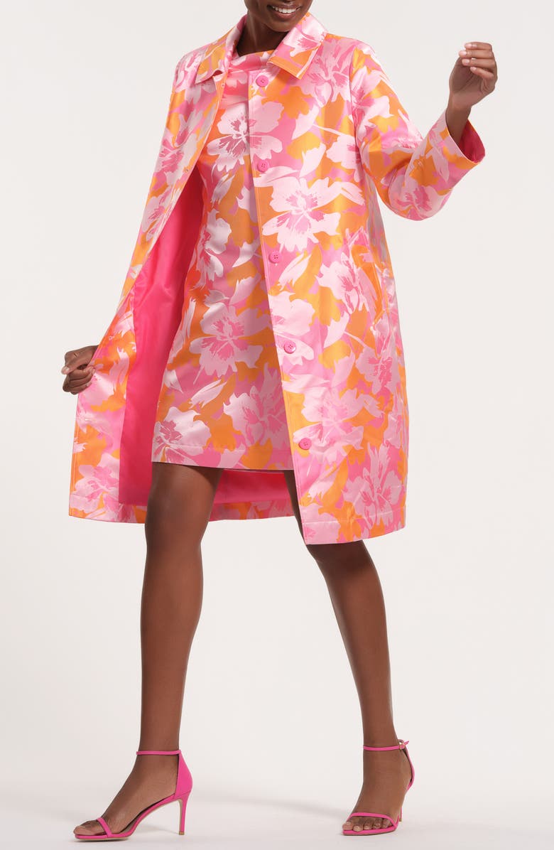 Isaac Mizrahi New York Floral Satin Brocade Jacket, Alternate, color, Pink/ Orange