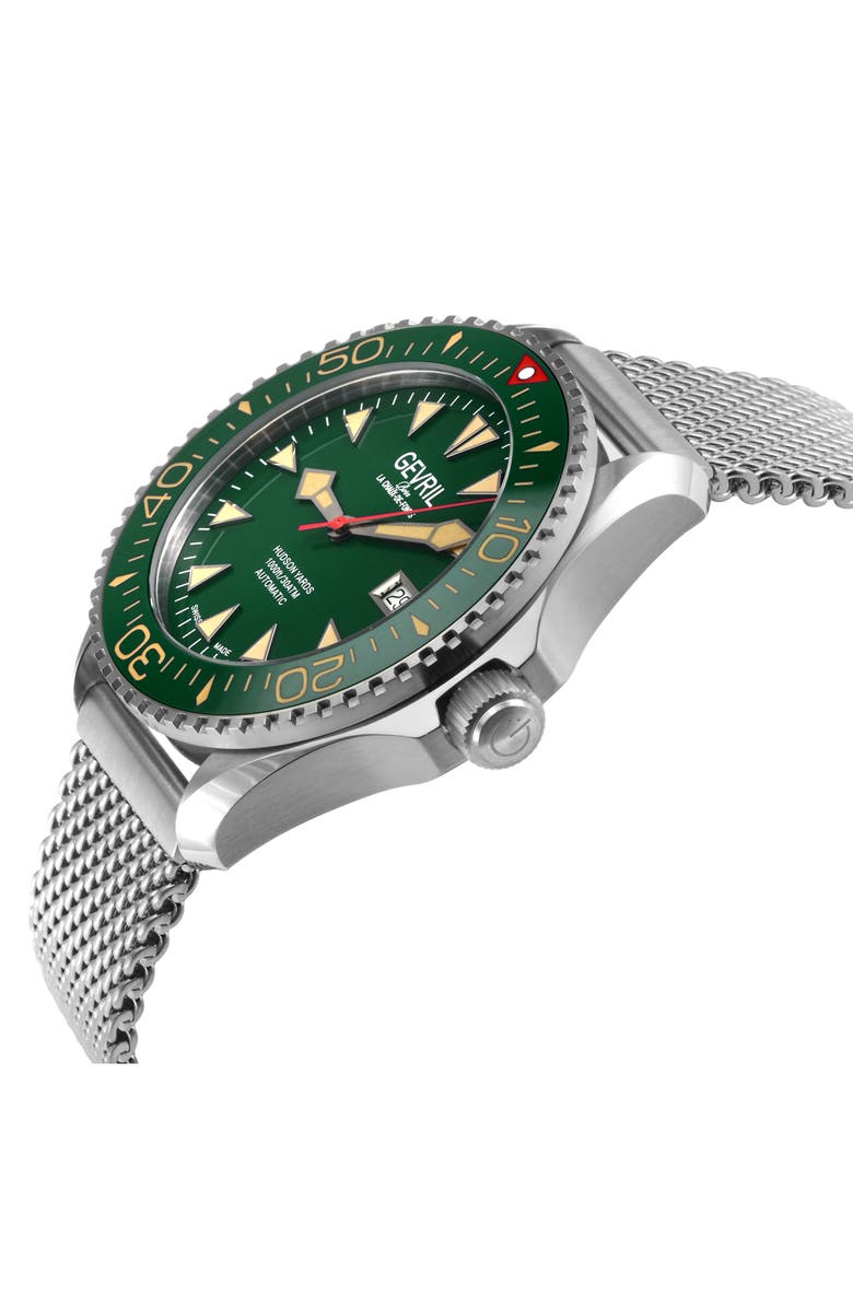 GEVRIL Hudson Yards Automatic Mesh Bracelet Watch, 43mm, Alternate, color, Silver