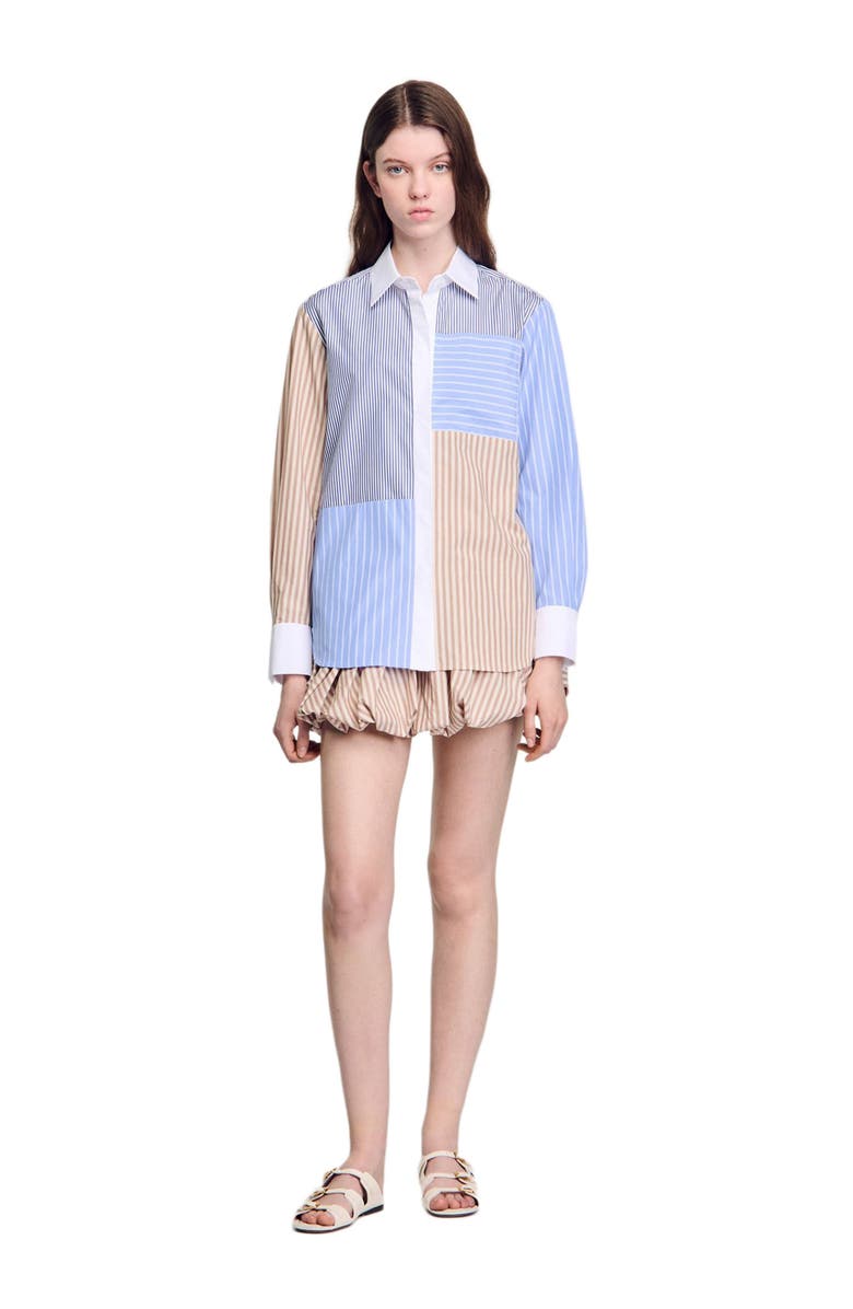 SANDRO Striped mix shirt, Alternate, color,