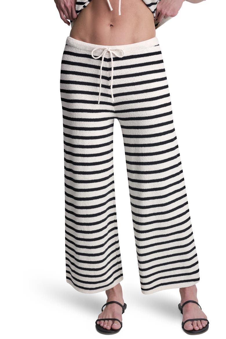 Pull On Drawstring Knit Pants, Main, color, EGGNOG/ BLK