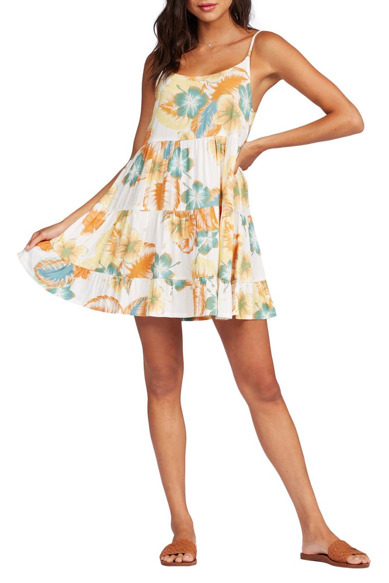 Teen Dream Sleeveless Sundress, Main, color, SNOW WHITE REEF FLOWER