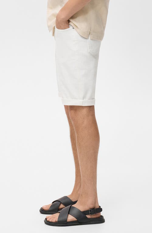 Mango Slim Fit Denim Bermuda Shorts In White