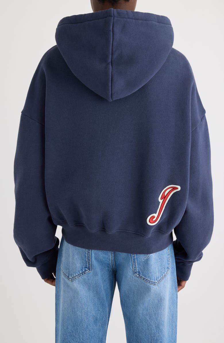 Jacquemus Le Hoode Gio Logo Patch Hoodie, Alternate, color, Varsity Patch Navy