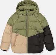 Deux par Deux Boy Color Block Hooded Fleece Lined Winter Jacket
