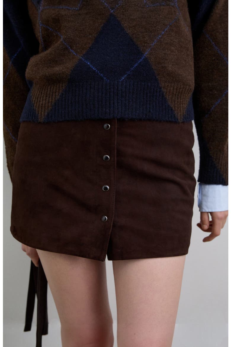 Suede midi skirt, Main, color, Darkbrown