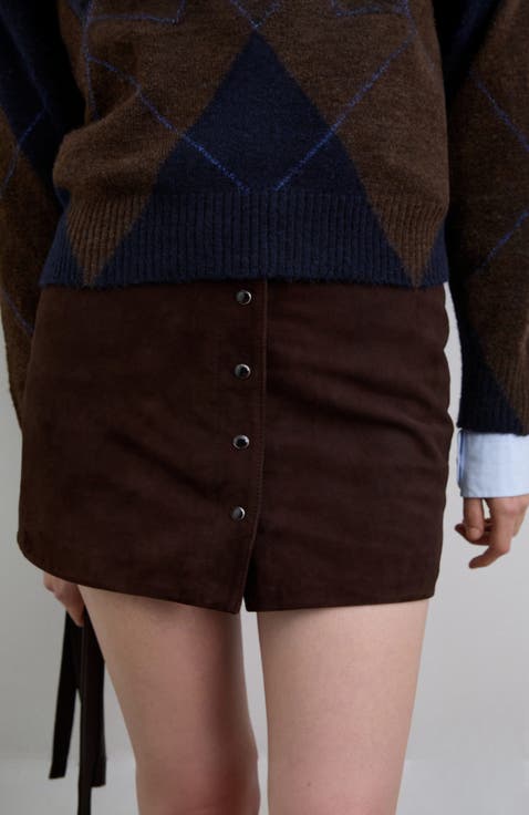 Suede midi skirt