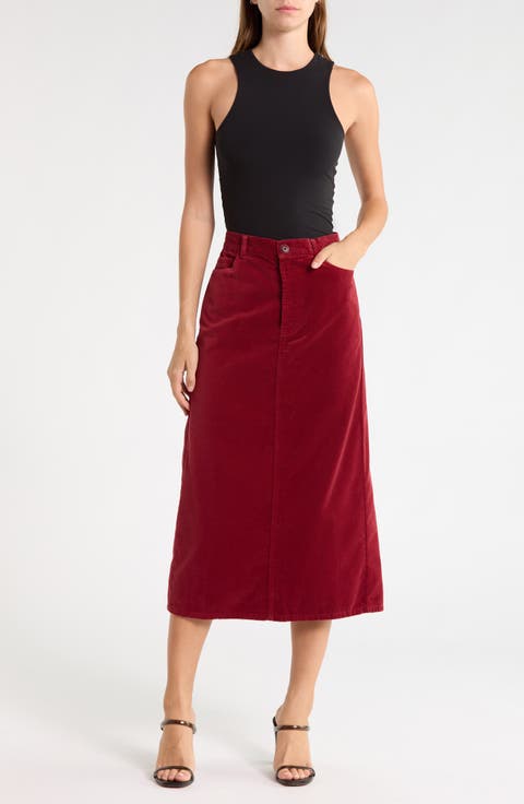 The Velvet Column Midi Skirt