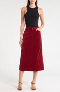 THE GREAT. The Velvet Column Midi Skirt